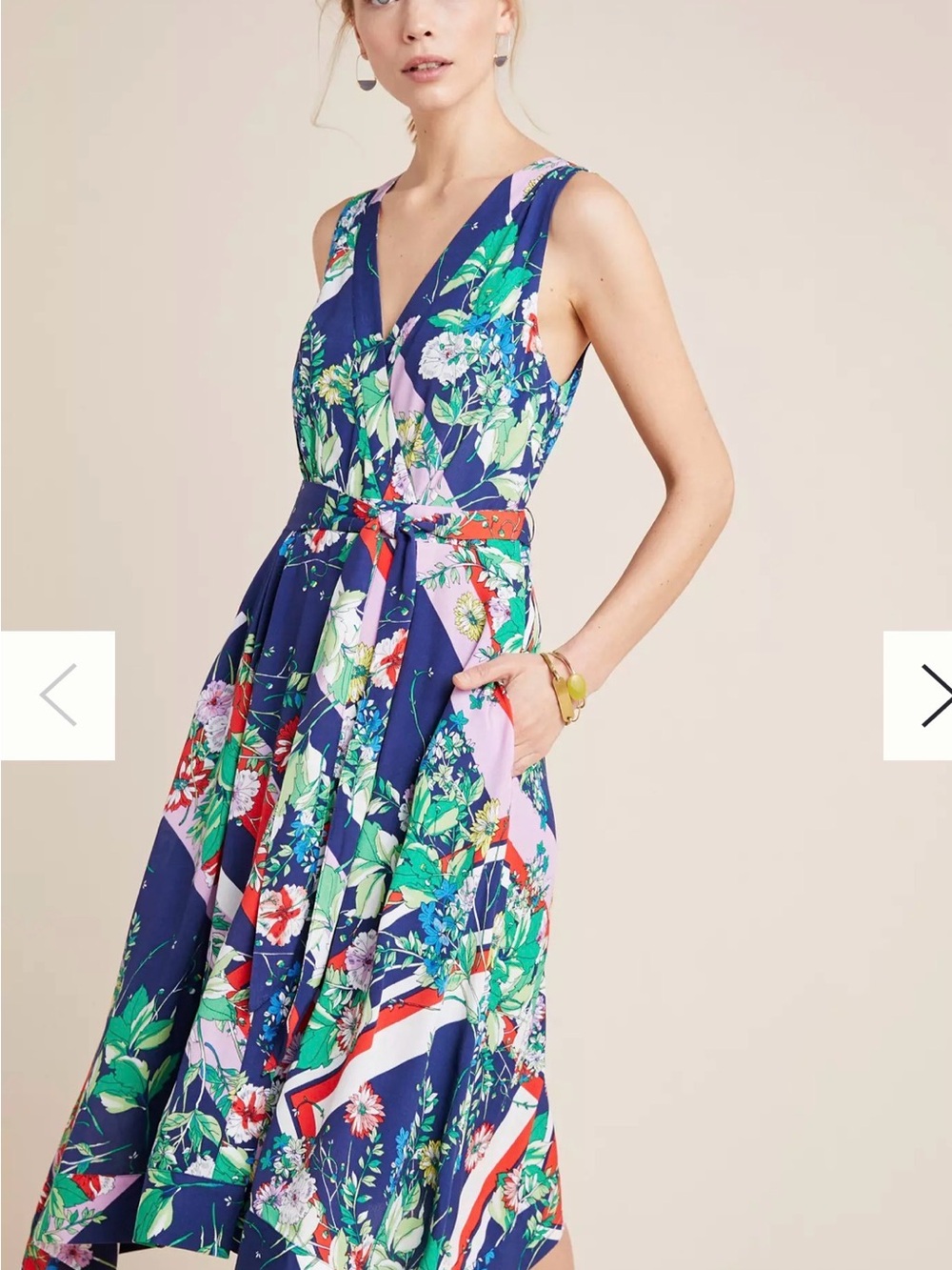 Maeve Spirited Midi Dress with Multicolor Print